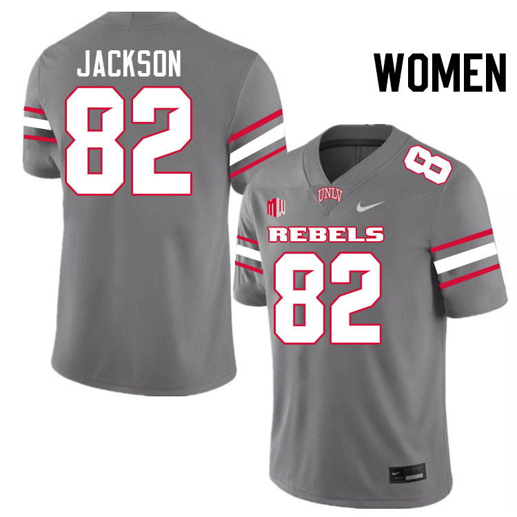 Women #82 Rashawn Jackson UNLV Rebels College Football Jerseys Stitched-Grey